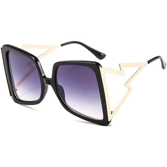Oversized Square Sunglasses Women Fashion Lightning Design Sun Glasses XXL Gafas - Picture 1 of 4